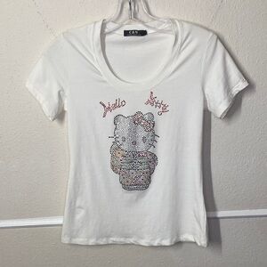 White Hello Kitty Baby T-Shirt with Rhinestones